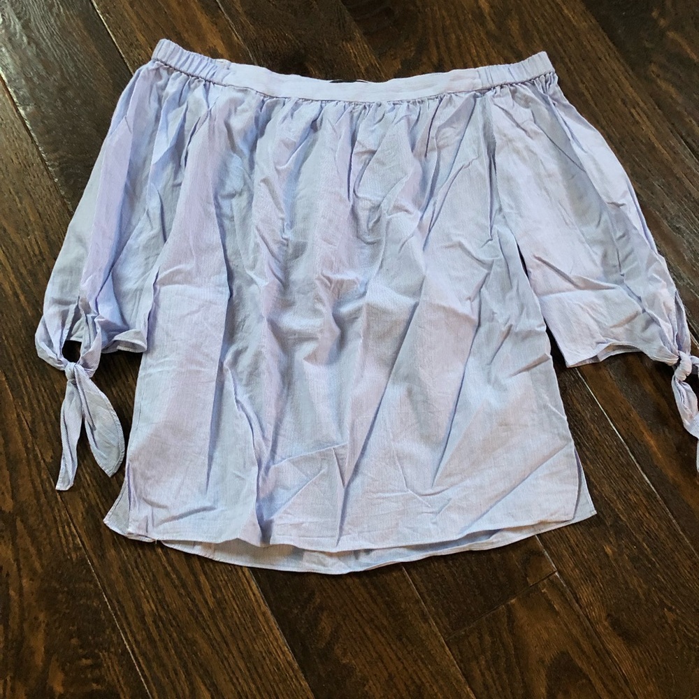 light blue & white striped shirt from bcbg